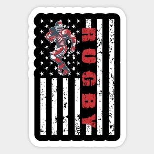 Rugby American Flag - US Sports Sticker